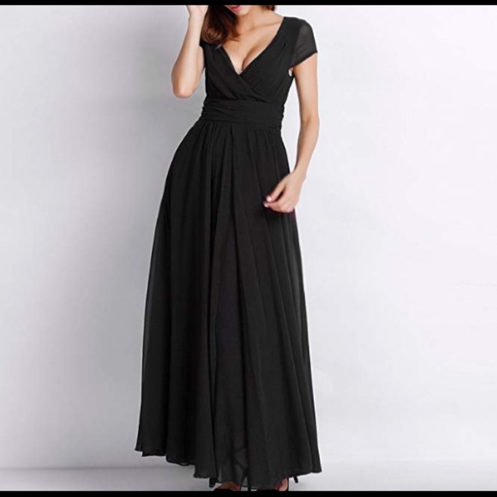 Black, Chiffon Bridesmaid Dress